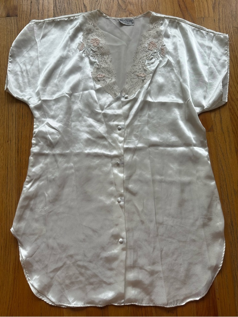 Vintage Val-Mode Ivory Satin Nightgown - Picture 8 of 11
